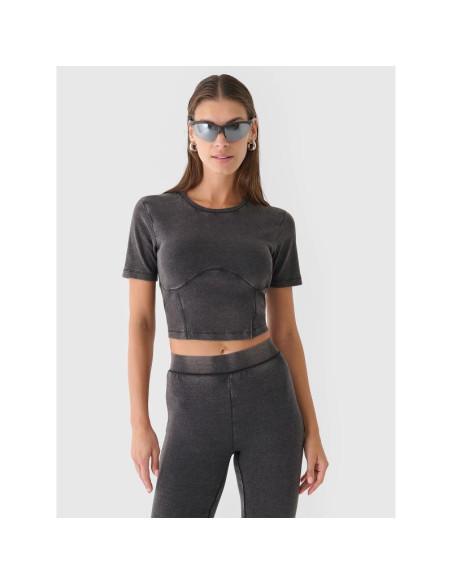 Crop top slim gładki damski 4f 4fraw24ttshf2581-20s