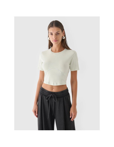 Crop top slim gładki damski 4f 4fraw24ttshf2581-47s