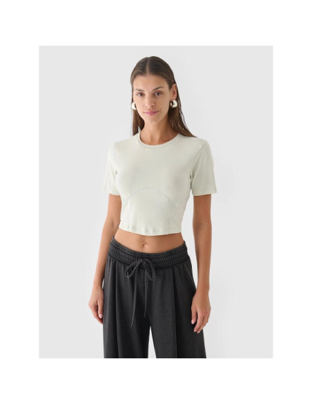 Crop top slim gładki damski 4f 4fraw24ttshf2581-47s