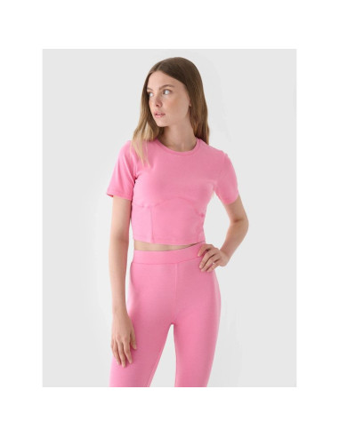 Crop top slim gładki damski 4f 4fraw24ttshf2581-54s