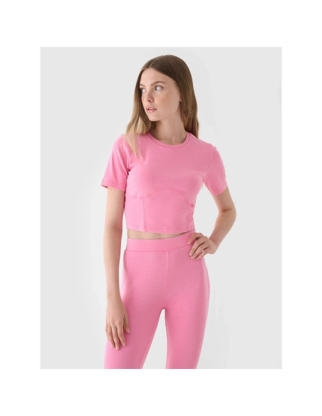 Crop top slim gładki damski 4f 4fraw24ttshf2581-54s