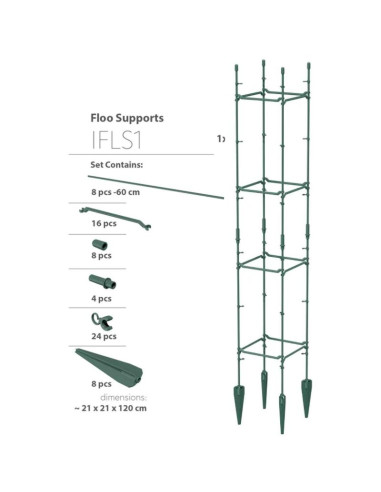 Podpora do roślin floo supports 21x21x120cm zielony leśny