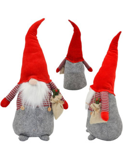 Mikołaj dekoracyjny 50cm boy z workiem i jarzębiną 2