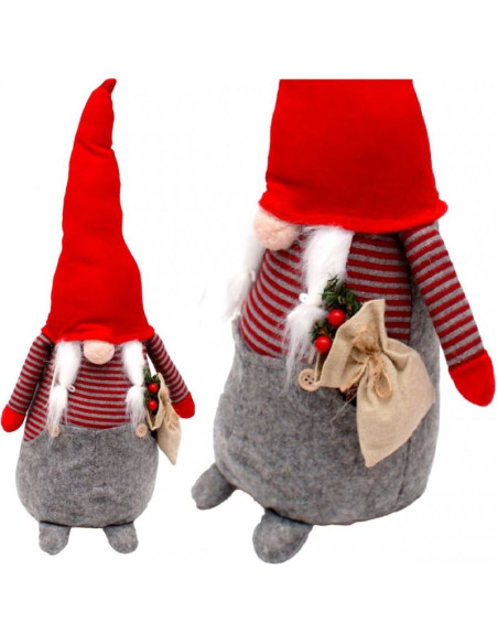 Mikołaj dekoracyjny 50 cm girl z workiem i jarzębiną