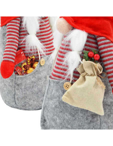 Mikołaj dekoracyjny 50 cm girl z workiem i jarzębiną