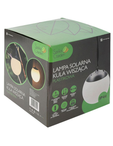 Lampa solarna plastikowa kula wisząca 20cm