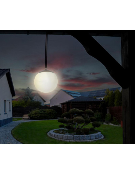 Lampa solarna plastikowa kula wisząca 20cm