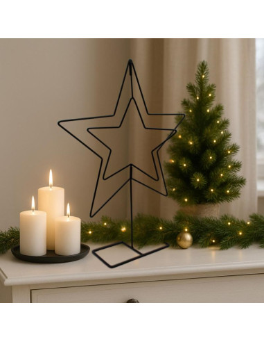 Gwiazda dekoracyjna stojak metalowa 50cm czarna mica