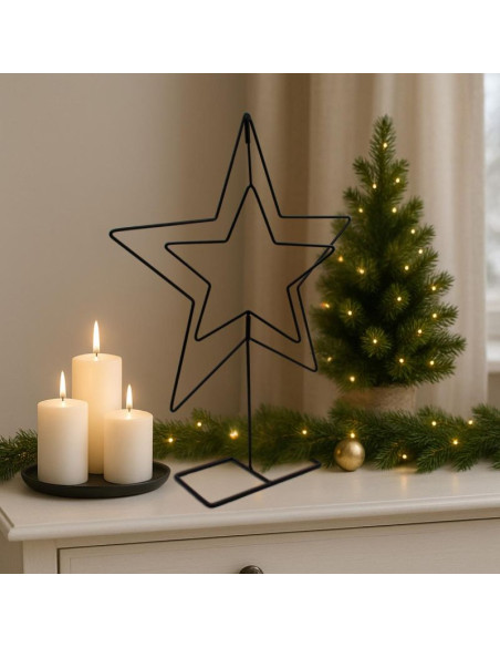 Gwiazda dekoracyjna stojak metalowa 50cm czarna mica