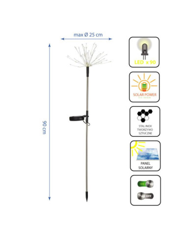 Lampa solarna dmuchawiec drzewko fajerwerki 80cm 90 led