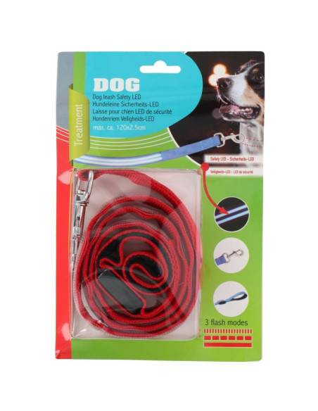 Smycz z paskiem led dł 120cm czerwony