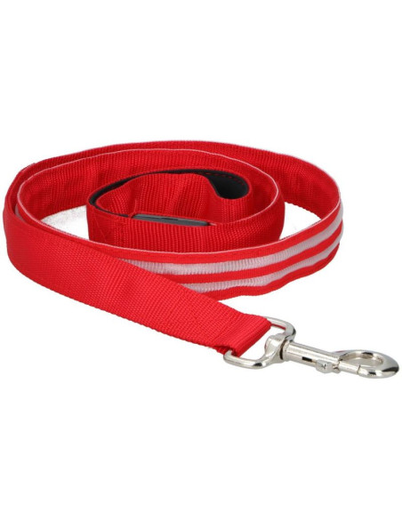 Smycz z paskiem led dł 120cm czerwony