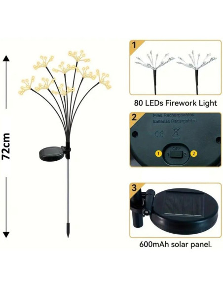 Lampa solarna dmuchawiec drzewko fajerwerki 72cm 60 led