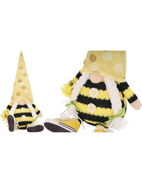 Skrzat gnom siedzący pszczółka 35+6cm w trampkach dekoracja wiosenna