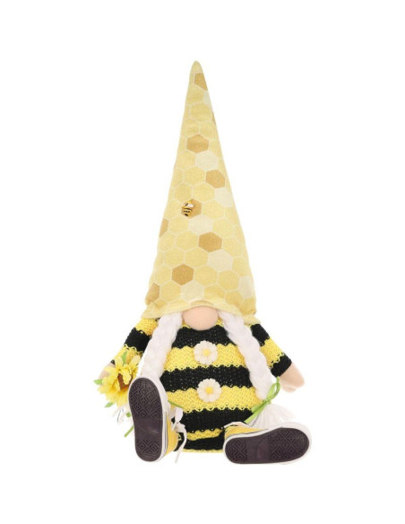 Skrzat gnom siedzący pszczółka 35+6cm w trampkach dekoracja wiosenna