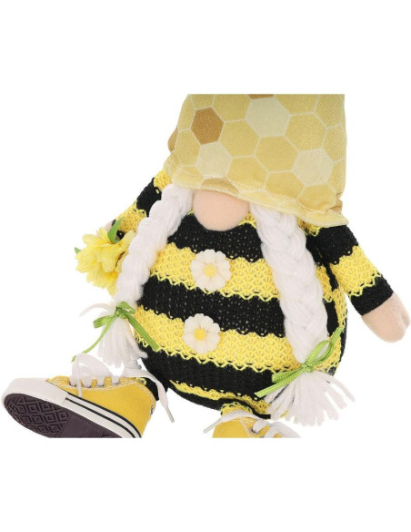 Skrzat gnom siedzący pszczółka 35+6cm w trampkach dekoracja wiosenna