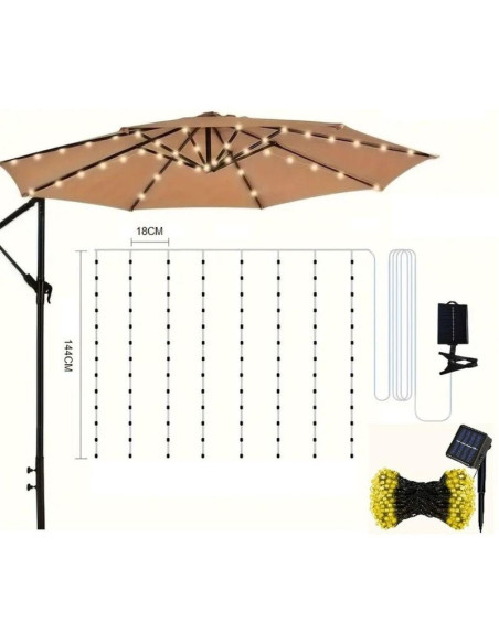 Oświetlenie solar parasola ogrodowego 5m 72led