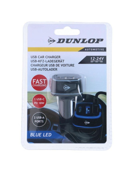 Ładowarka samochodowa multi 2x usb a + usb c dunlop