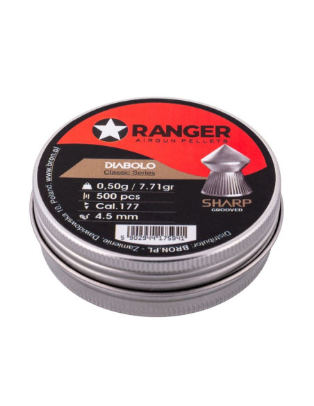 Śrut 4,5 mm ranger diabolo classic sharp grooved szpic molet. 500 szt. 0,50 g