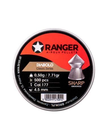 Śrut 4,5 mm ranger diabolo classic sharp grooved szpic molet. 500 szt. 0,50 g