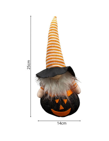 Figurka dekoracyjna na dyni czarnej 25cm led halloween