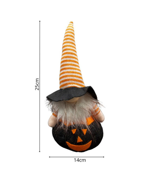 Figurka dekoracyjna na dyni czarnej 25cm led halloween