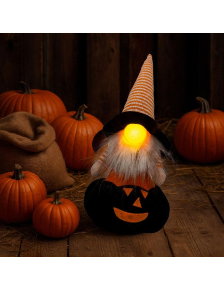 Figurka dekoracyjna na dyni czarnej 25cm led halloween
