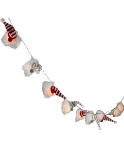 Lampki girlanda 12szt na baterie skrzaty mikołaje ciepły biały luca