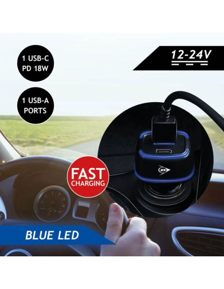 Ładowarka samochodowa multi usb a + usb c dunlop