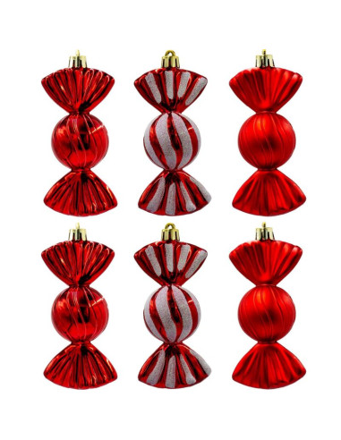 Bombka formówka plastikowa bezpieczna cukierki 6szt mica czerwone