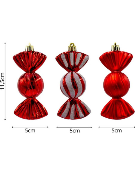 Bombka formówka plastikowa bezpieczna cukierki 6szt mica czerwone