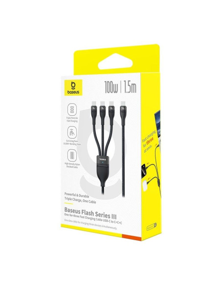 Kabel baseus flash series 3 100w 1,5m (czarny)