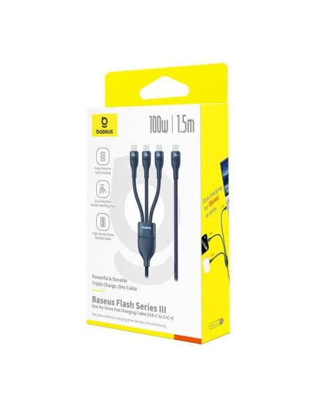Kabel baseus flash series 3 100w 1,5m (niebieski)