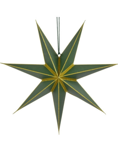 Gwiazda dekoracyjna wisząca papierowa fsc 18x60cm zielona 7 ramion mica