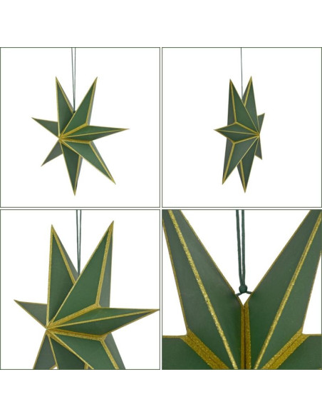 Gwiazda dekoracyjna wisząca papierowa fsc 18x60cm zielona 7 ramion mica