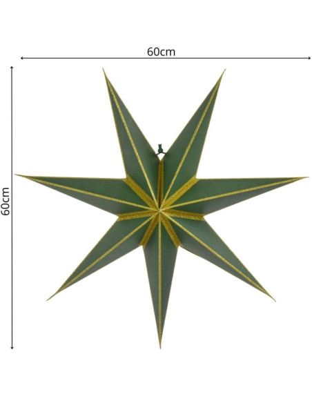 Gwiazda dekoracyjna wisząca papierowa fsc 18x60cm zielona 7 ramion mica