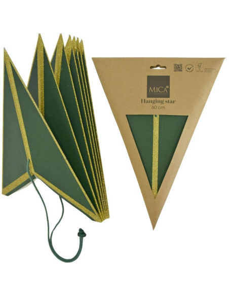 Gwiazda dekoracyjna wisząca papierowa fsc 18x60cm zielona 7 ramion mica