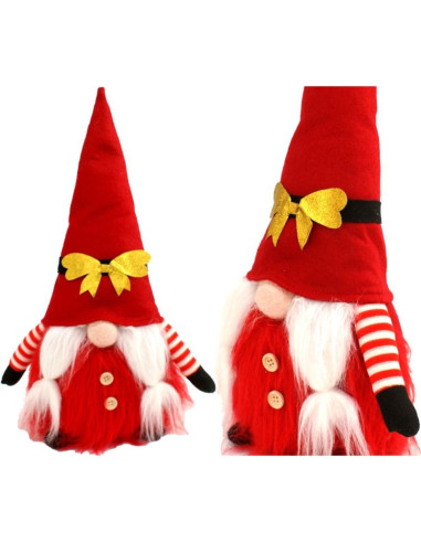 Mikołaj gnom dekoracyjny 40cm ze złotą kokardą