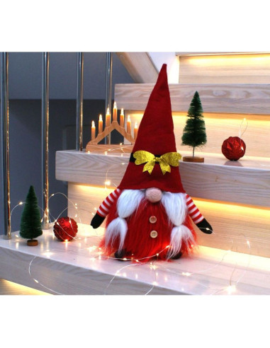 Mikołaj gnom dekoracyjny 40cm ze złotą kokardą