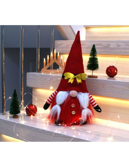 Mikołaj gnom dekoracyjny 40cm ze złotą kokardą