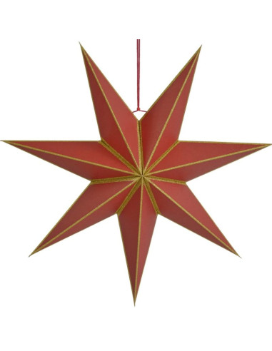 Gwiazda dekoracyjna wisząca papierowa fsc 18x60cm czerwona 7 ramion mica