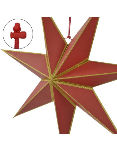 Gwiazda dekoracyjna wisząca papierowa fsc 18x60cm czerwona 7 ramion mica