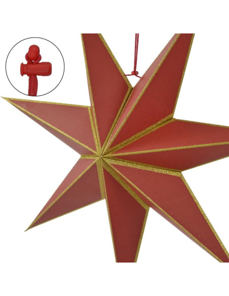 Gwiazda dekoracyjna wisząca papierowa fsc 18x60cm czerwona 7 ramion mica
