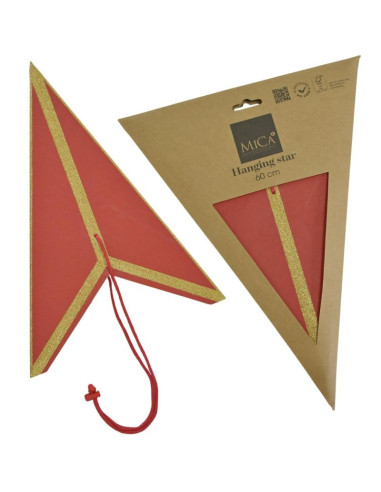 Gwiazda dekoracyjna wisząca papierowa fsc 18x60cm czerwona 7 ramion mica