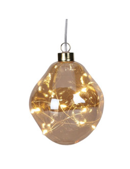 Bombka formówka szklana kropla led 10cm gold