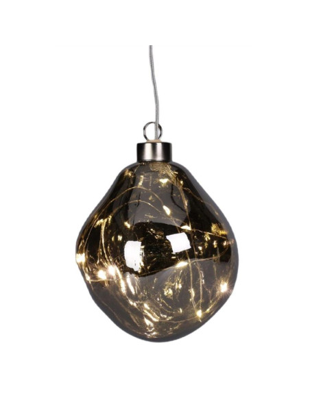 Bombka formówka szklana kropla led 10cm silver