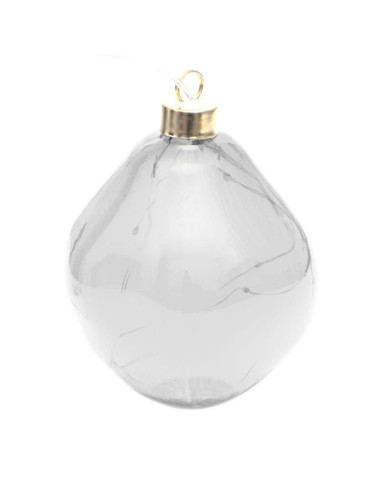 Bombka formówka szklana kropla led 10cm silver