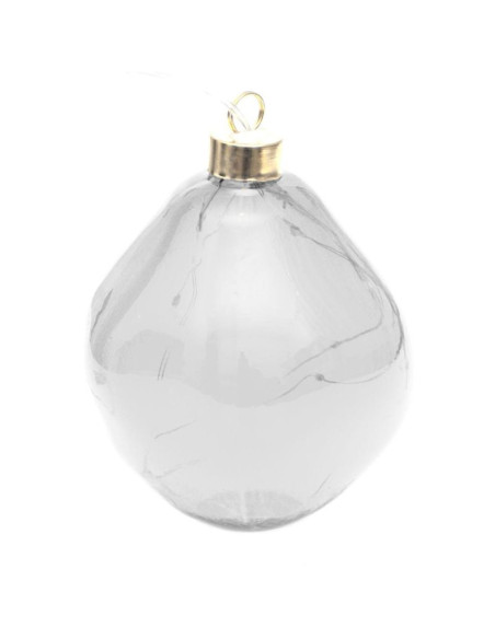 Bombka formówka szklana kropla led 10cm silver