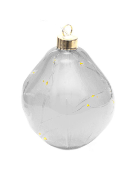 Bombka formówka szklana kropla led 10cm silver