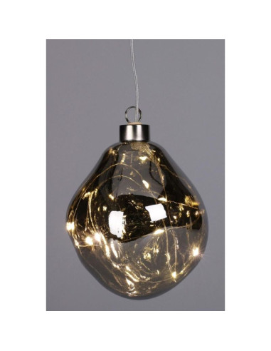 Bombka formówka szklana kropla led 10cm silver